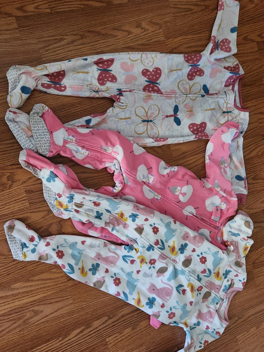 Carter's Pink and Multi-Print Footed One-Piece Bundle Of 3